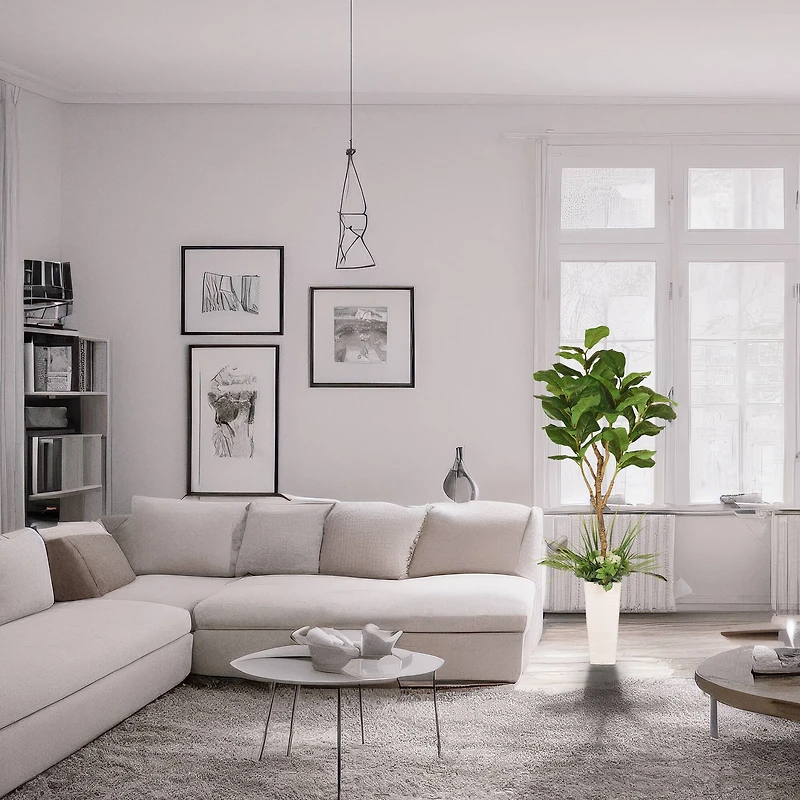 6ft. Artificial Fiddle Leaf Ficus Tree in White Decorative Pot