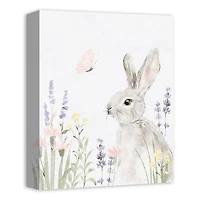 11" x 14" Floral Pasture Bunny Canvas Wall Art