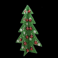 2.25ft. Pre-Lit Green & Red Tinsel Christmas Tree with LED Lights