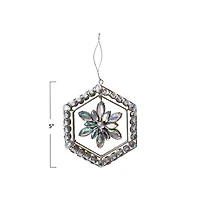 Hello Honey® Silver Hexagon Framed Acrylic Jewel Snowflake Ornament
