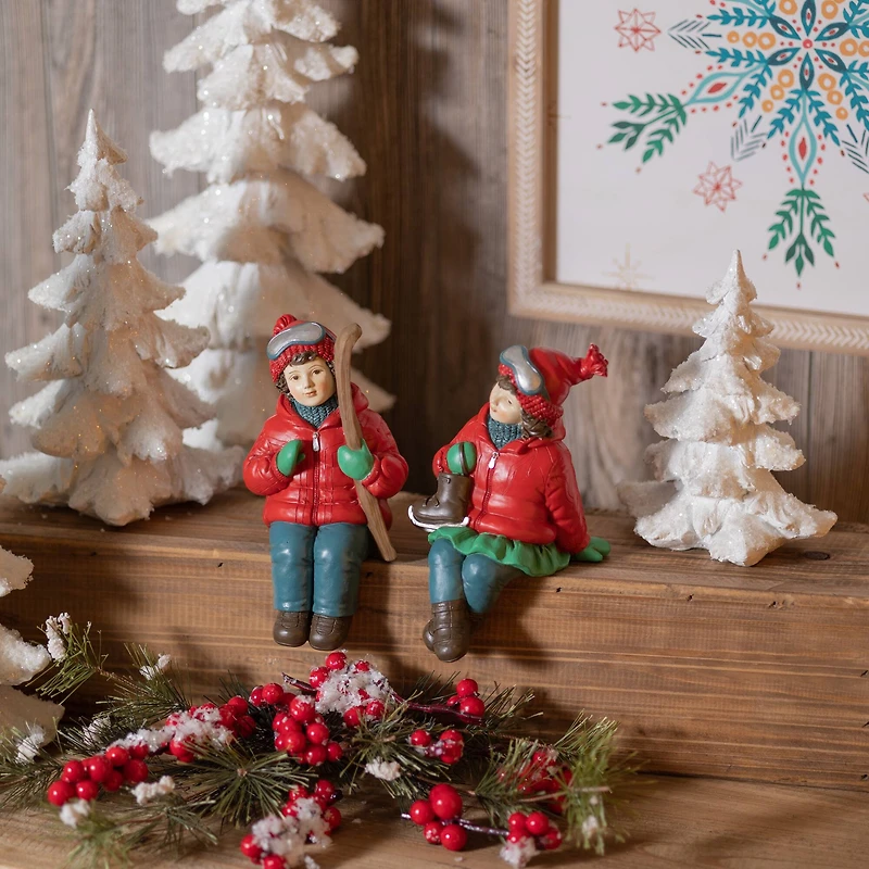 Holiday Children Shelf Sitter with Skis & Skates Set