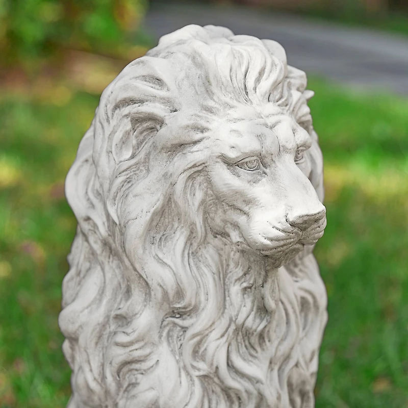 Glitzhome® 20.75" MGO White Guardian Lion Sitting Statue