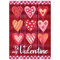 Be My Valentine Large Plaid & Heart Outdoor House Flag