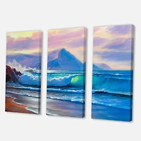 Designart - Blue Waves Breaking At The Beach I