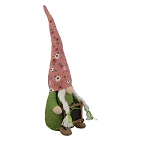16" Pink Floral Springtime Gnome with Message Board