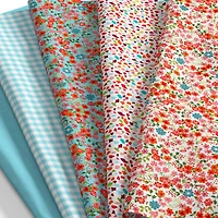 SINGER Perfect Teal Floral Cotton Fabric Bundle