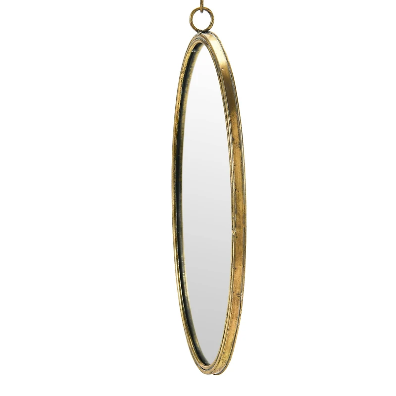 Hello Honey® Antique Gold Oval Metal Wall Mirror with Bracket