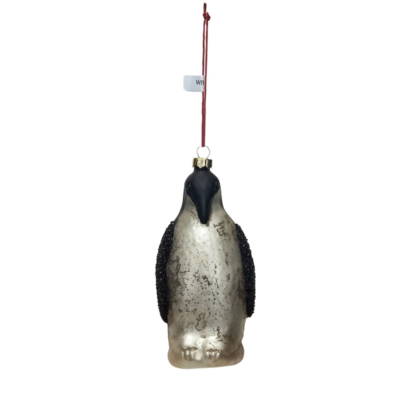 Hello Honey® 5" Black & White Hand-Painted Mercury Glass Penguin Ornament
