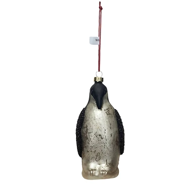 Hello Honey® 5" Black & White Hand-Painted Mercury Glass Penguin Ornament