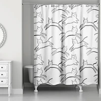 Leaping Cat Pattern I 71" x 74" Shower Curtain