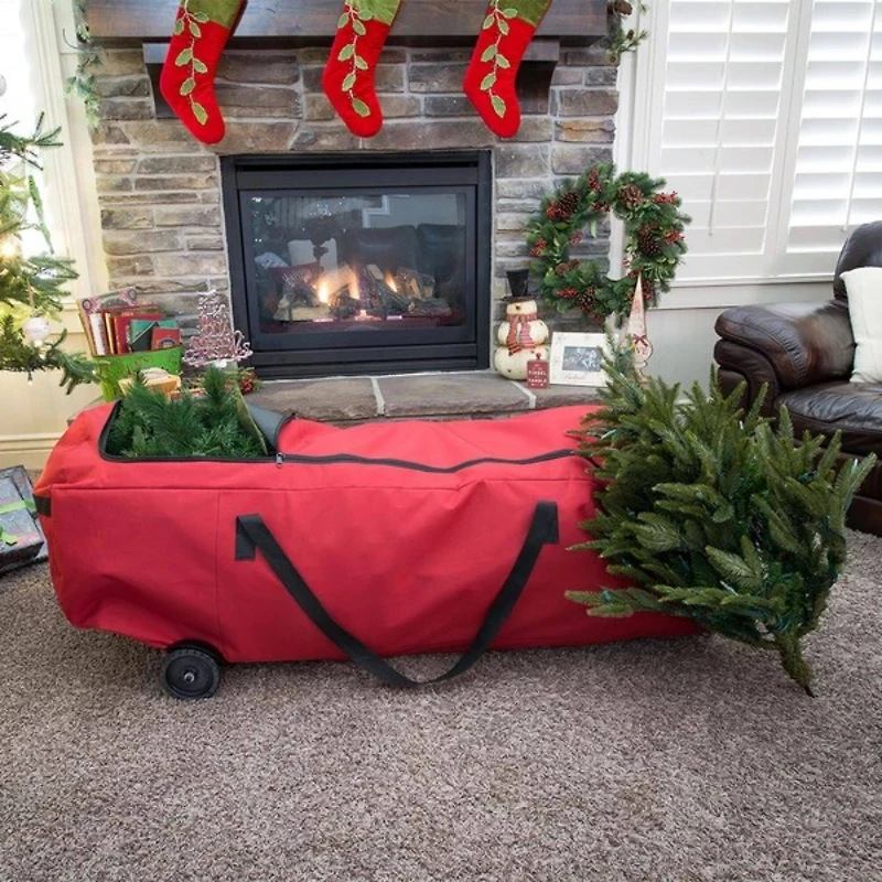 56" Red EZ Roller Christmas Tree Storage Bag with Wheels