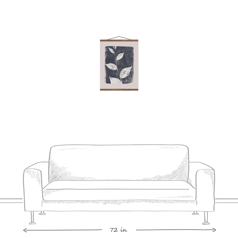 Spotted Navy Botanical Teak Hanging Canvas