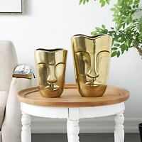 Gold Glam Aluminum Face Vase Set