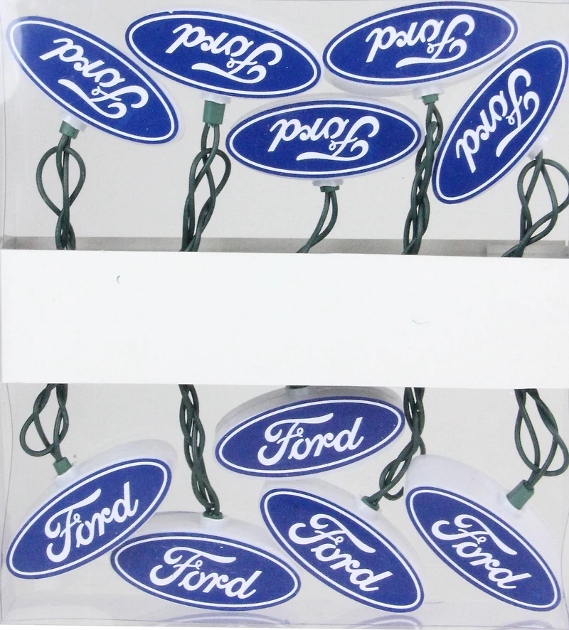 10ct. Blue & White Ford Logo Novelty String Lights
