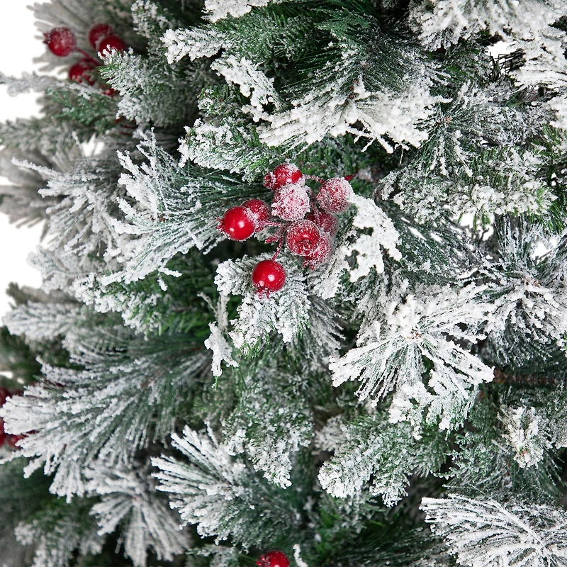 6.5ft. Unlit Real Touch™ Heavily Flocked Whittaker Spruce Full Artificial Christmas Tree with Frosted Red Berries
