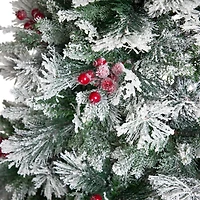 6.5ft. Unlit Real Touch™ Heavily Flocked Whittaker Spruce Full Artificial Christmas Tree with Frosted Red Berries