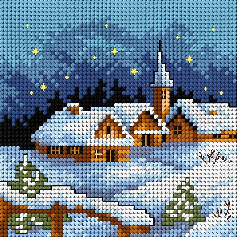 Orchidea Winter Landscape at Night Gobelin Canvas Cross Stitch Kit