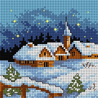 Orchidea Winter Landscape at Night Gobelin Canvas Cross Stitch Kit