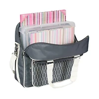 Everything Mary Deluxe Gray and White Scrapbook Carrying Storage Tote