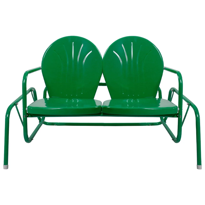 2-Person Outdoor Retro Metal Tulip Double Glider Patio Chair