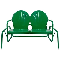 2-Person Outdoor Retro Metal Tulip Double Glider Patio Chair