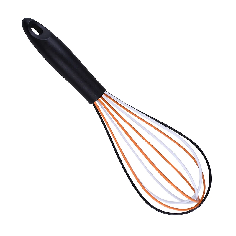Mini Black, Orange & White Silicone Whisk by Makery™