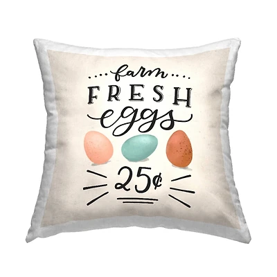 Stupell Industries Farm Fresh Eggs Easter Sign, Farm Fresh Eggs Easter Sign Decorative Printed Throw Pillow