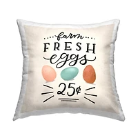 Stupell Industries Farm Fresh Eggs Easter Sign, Farm Fresh Eggs Easter Sign Decorative Printed Throw Pillow