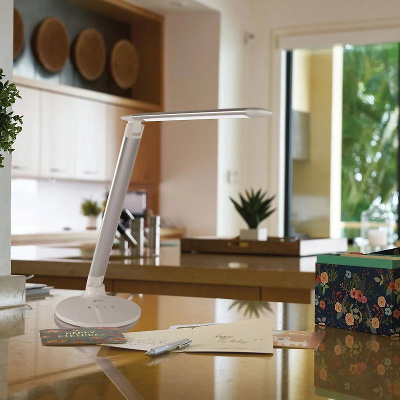 OttLite Wellness Series 29" White Command LED Desk Lamp with Voice Assistant