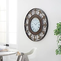 Brown Antique Fleur De Lis Wall Clock