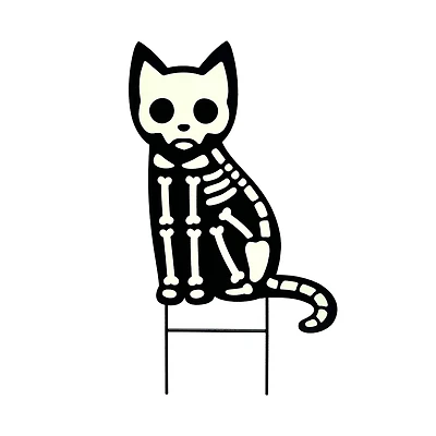 2.5ft. Black & White Skeleton Cat Metal Yard Stake by Ashland®
