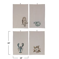 Hello Honey® Nature Prints Motif Cotton & Linen Decorative Tea Towels with Loops Set
