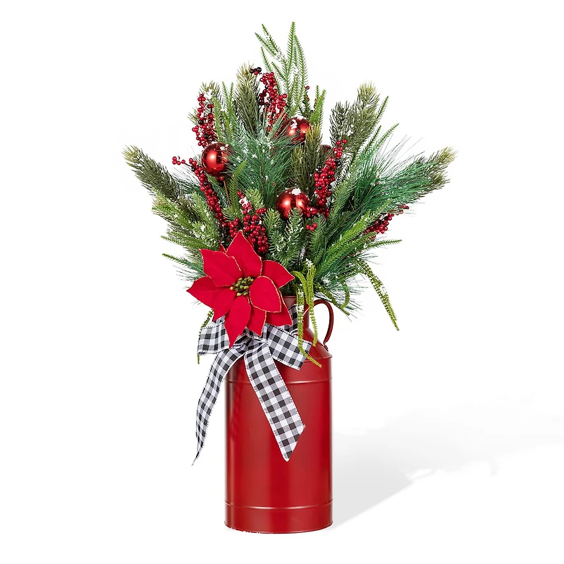Glitzhome® 35" Christmas Poinsettia Floral Porch Tree in Red Container