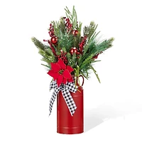 Glitzhome® 35" Christmas Poinsettia Floral Porch Tree in Red Container