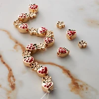 Red Strawberry & Gold Flower Beads by Bead Landing™
