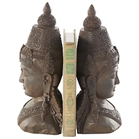 11" Bronze Buddha Weathered Decorative Bookend Set