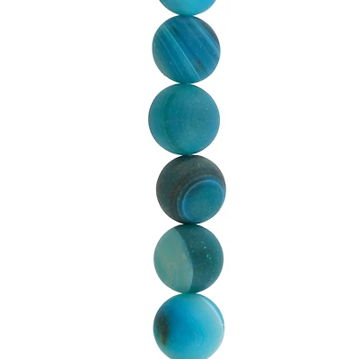 Blue Stripe Matte Agate Round Beads, 10mm by Bead Landing™