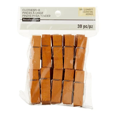 Walnut Medium Wide Clothespin by Recollections™, 30ct.