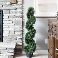4ft. Artificial Potted Green Cedar Spiral Tree