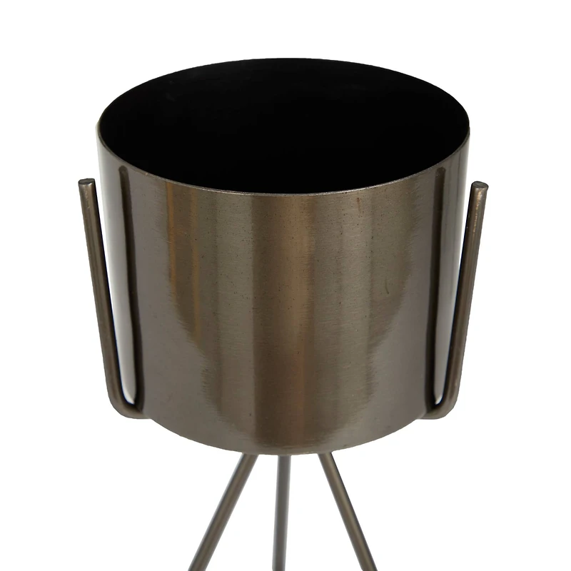 Dark Grey Contemporary Planter, Set of 2" 12", 9"