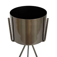 Dark Grey Contemporary Planter, Set of 2" 12", 9"