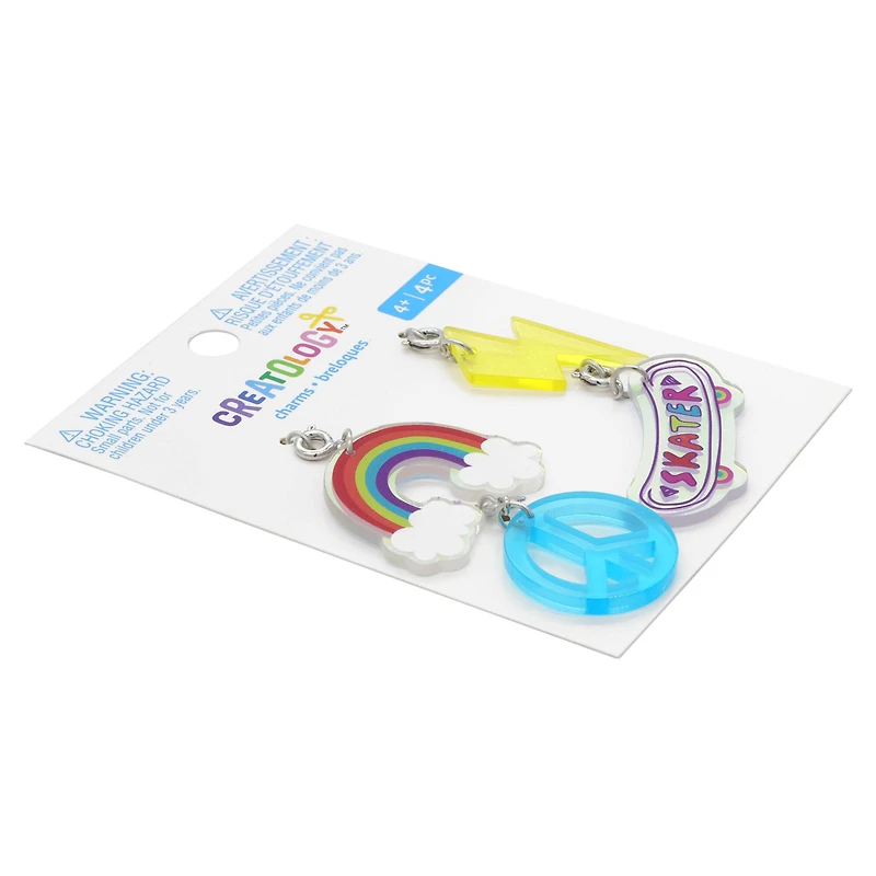 Rainbow, Bolt, Peace Sign & Skateboard Charms by Creatology™