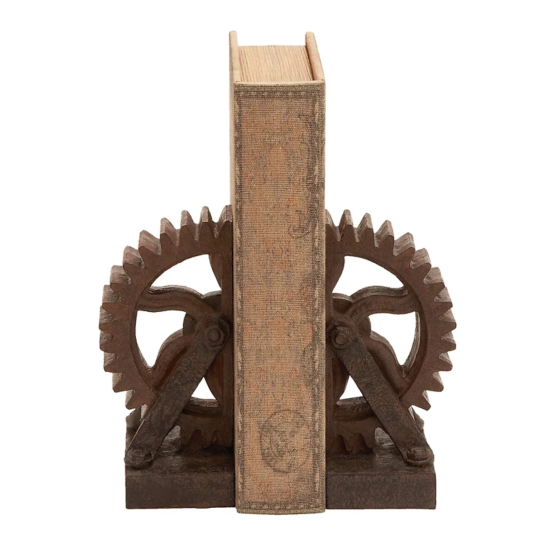 7" Brown Industrial Gear Bookends