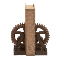 7" Brown Industrial Gear Bookends