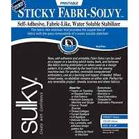 Sulky® Sticky Fabri-Solvy™ Printable Water-Soluble Stabilizer, 20" x 36"