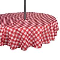 DII® 60" Round Red Check Outdoor Tablecloth With Zipper