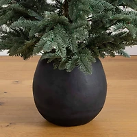 6ft. Pre-Lit Pine Artificial Christmas Tree in Black Decorative Planter with Warm White LED Lights