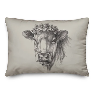 Cow Sketch 20" x 14" Throw Pillow