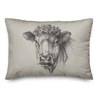 Cow Sketch 20" x 14" Throw Pillow