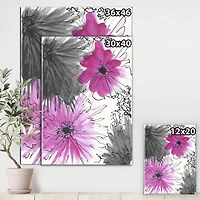 Designart - Handdrawn Pink Flowers in Bloom